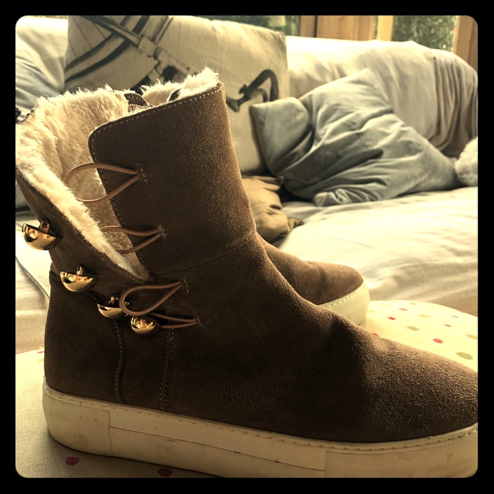 J Slide zip boots suede